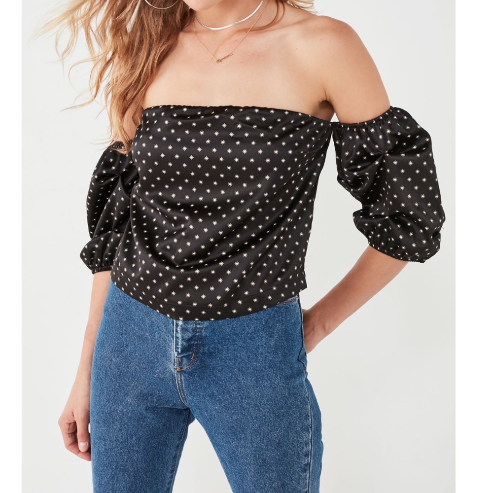 Urban Outfitters black velvet off the shoulder top
